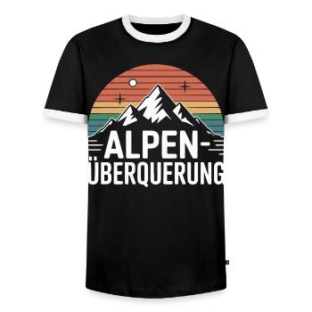 Traversée des Alpes - T-shirt contrasté Homme - noir/blanc - Devant - AI Model Female 172 light (172cm) & AI Model Male 178 light (178cm)
