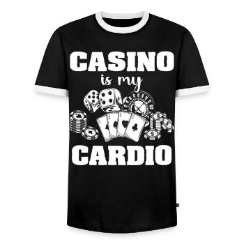 Casino Casinospieler - Männer Kontrast-T-Shirt - Schwarz/Weiß - Vorne - AI Model Female 172 light (172cm) & AI Model Male 178 light (178cm)