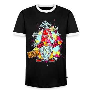 CHEF WICHTEL Dab Graffiti Männlich Xmas - Männer Kontrast-T-Shirt - Schwarz/Weiß - Vorne - AI Model Female 172 light (172cm) & AI Model Male 178 light (178cm)