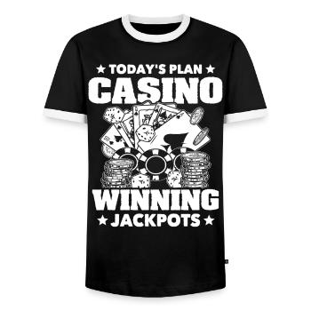 Casino Casinospiel - Männer Kontrast-T-Shirt - Schwarz/Weiß - Vorne - AI Model Female 172 light (172cm) & AI Model Male 178 light (178cm)