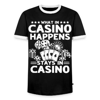 Casino Casinospieler - Männer Kontrast-T-Shirt - Schwarz/Weiß - Vorne - AI Model Female 172 light (172cm) & AI Model Male 178 light (178cm)