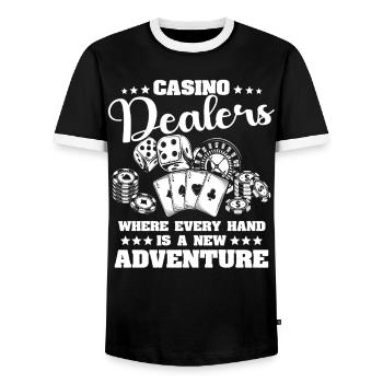 Casino Glücksspieler - Männer Kontrast-T-Shirt - Schwarz/Weiß - Vorne - AI Model Female 172 light (172cm) & AI Model Male 178 light (178cm)