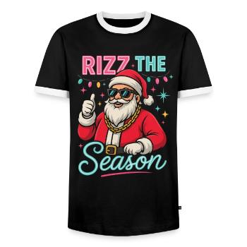 Rizz The Season Santa Claus Weihnachtsmann - Männer Kontrast-T-Shirt - Schwarz/Weiß - Vorne - AI Model Female 172 light (172cm) & AI Model Male 178 light (178cm)