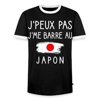 Ich kann nicht, ich bin Barre in Japan Humor Reisen - Männer Kontrast-T-Shirt - Schwarz/Weiß - Vorne - AI Model Female 172 light (172cm) & AI Model Male 178 light (178cm)