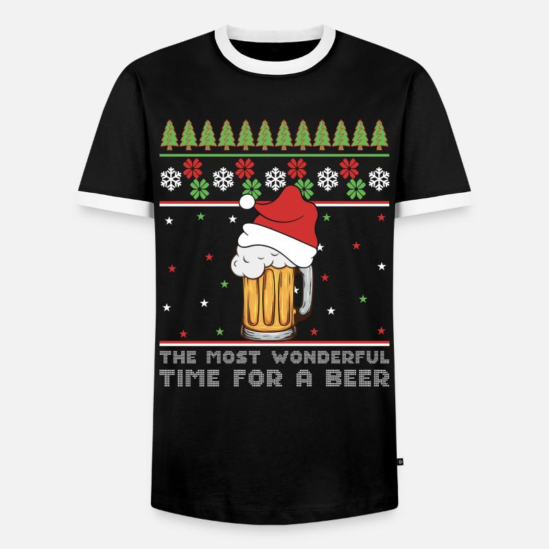 Weihnachtsbier Hässlicher Pullover Weihnachtsalkohol Hässlicher Aperitif - Männer Kontrast-T-Shirt - Schwarz/Weiß