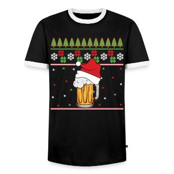 Weihnachtsgeschenk Weihnachten lustige Weihnachtsmann-Bier-Humor-Party - Männer Kontrast-T-Shirt - Schwarz/Weiß - Vorne - AI Model Female 172 light (172cm) & AI Model Male 178 light (178cm)
