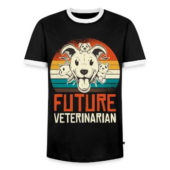 Future Veterinarian - Men's Ringer Shirt - black/white - Front - AI Model Female 172 light (172cm) & AI Model Male 178 light (178cm)