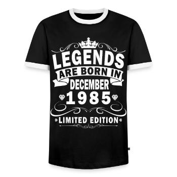 Décembre 1985 - T-shirt contrasté Homme - noir/blanc - Devant - AI Model Female 172 light (172cm) & AI Model Male 178 light (178cm)