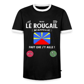 Le Rougail M’Appelle Humour La Reunion - T-shirt contrasté Homme - noir/blanc - Devant - AI Model Female 172 light (172cm) & AI Model Male 178 light (178cm)