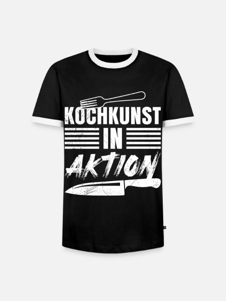 Küchenprofi KOCHKUNST IN AKTION Lustiges - Männer Kontrast-T-Shirt - Schwarz/Weiß