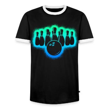 Bowlingspieler Kinder Jungen Herren Bowling - Männer Kontrast-T-Shirt - Schwarz/Weiß - Vorne - AI Model Female 172 light (172cm) & AI Model Male 178 light (178cm)