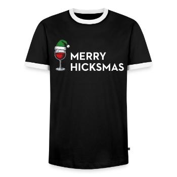Merry Hicksmas – Anti Xmas Edition - Männer Kontrast-T-Shirt - Schwarz/Weiß - Vorne - AI Model Female 172 light (172cm) & AI Model Male 178 light (178cm)