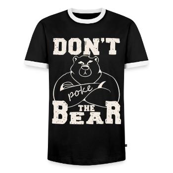Don't Poke Mama Papa Bear Graphic - Men's Ringer Shirt - black/white - Front - AI Model Female 172 light (172cm) & AI Model Male 178 light (178cm)