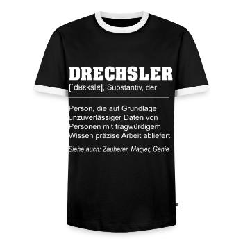 Definition Woodturner Funny - Men's Ringer Shirt - black/white - Front - AI Model Female 172 light (172cm) & AI Model Male 178 light (178cm)
