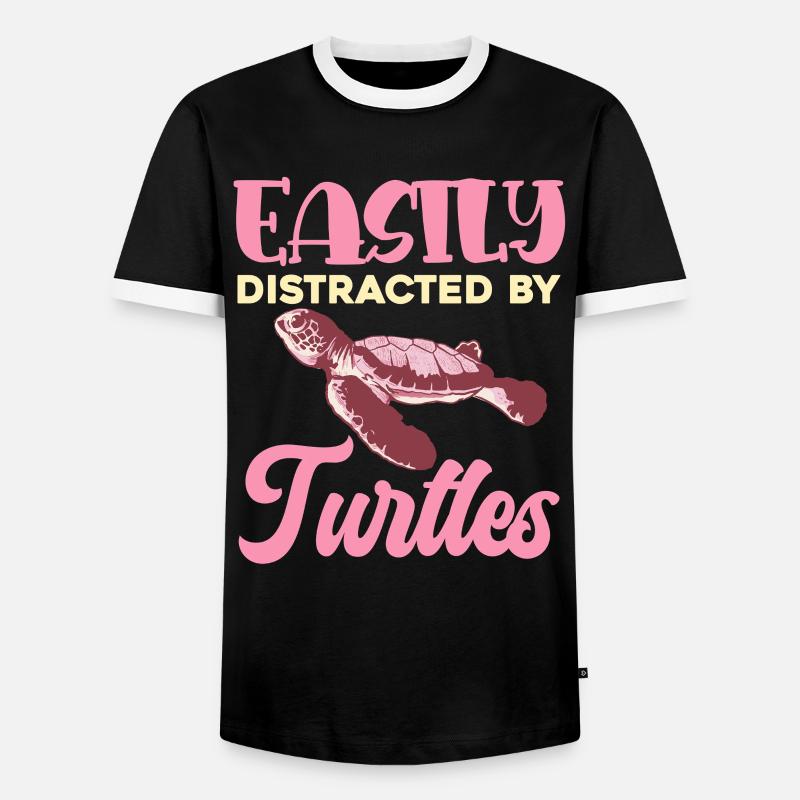 Easily distracted by turtles - Men's Ringer Shirt - black/white