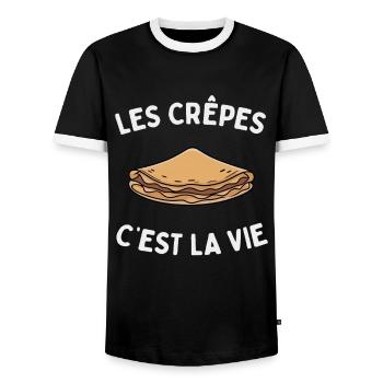 Les crêpes c'est la vie französischer Gourmet-Humor - Männer Kontrast-T-Shirt - Schwarz/Weiß - Vorne - AI Model Female 172 light (172cm) & AI Model Male 178 light (178cm)