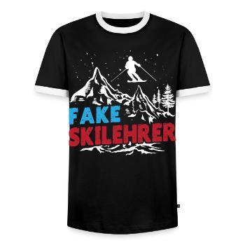 Ski Instructor FAKE SKI INSTRUCTOR Skiing Funny - Men's Ringer Shirt - black/white - Front - AI Model Female 172 light (172cm) & AI Model Male 178 light (178cm)