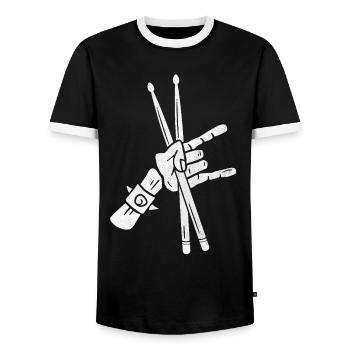 Tambours Batteurs Garçons Batteurs - T-shirt contrasté Homme - noir/blanc - Devant - AI Model Female 172 light (172cm) & AI Model Male 178 light (178cm)
