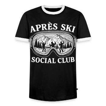 Club social d’après-ski - T-shirt contrasté Homme - noir/blanc - Devant - AI Model Female 172 light (172cm) & AI Model Male 178 light (178cm)