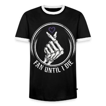Éventez-vous jusqu’à la mort – Cœur de squelette - T-shirt contrasté Homme - noir/blanc - Devant - AI Model Female 172 light (172cm) & AI Model Male 178 light (178cm)