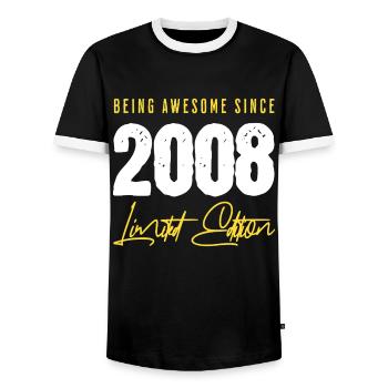 2008 Limited Edition 18th Birthday - Men's Ringer Shirt - black/white - Front - AI Model Female 172 light (172cm) & AI Model Male 178 light (178cm)