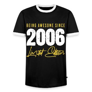 20th Birthday 2006 Limited Edition - Men's Ringer Shirt - black/white - Front - AI Model Female 172 light (172cm) & AI Model Male 178 light (178cm)