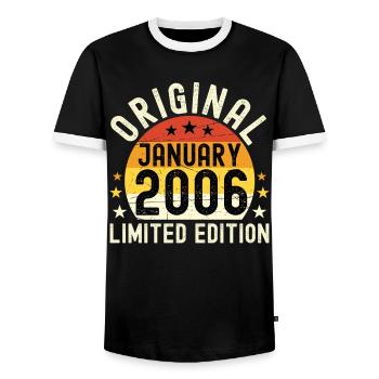 Anniversary January 2006 Limited Edition Original - Men's Ringer Shirt - black/white - Front - AI Model Female 172 light (172cm) & AI Model Male 178 light (178cm)