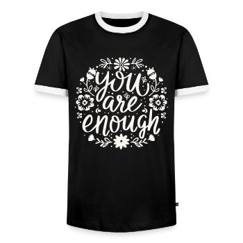 Tu es assez d’amour de soi, d’affirmation motivante - T-shirt contrasté Homme - noir/blanc - Devant - AI Model Female 172 light (172cm) & AI Model Male 178 light (178cm)