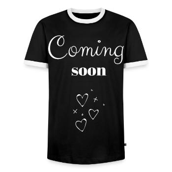 Bientôt à venir des cœurs manuscrits - T-shirt contrasté Homme - noir/blanc - Devant - AI Model Female 172 light (172cm) & AI Model Male 178 light (178cm)