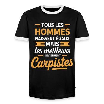 The best become carp anglers Humour Fisherman - Men's Ringer Shirt - black/white - Front - AI Model Female 172 light (172cm) & AI Model Male 178 light (178cm)
