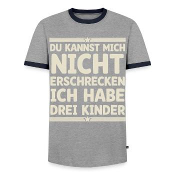 3 enfants Maman Maman Papa Père - T-shirt contrasté Homme - gris/marine  - Devant - AI Model Female 172 light (172cm) & AI Model Male 178 light (178cm)