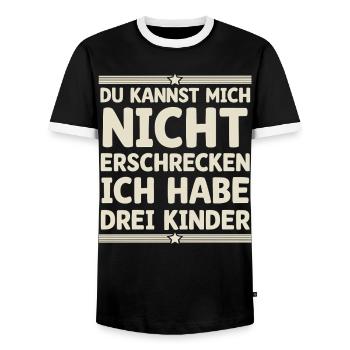3 enfants Maman Maman Papa Père - T-shirt contrasté Homme - noir/blanc - Devant - AI Model Female 172 light (172cm) & AI Model Male 178 light (178cm)