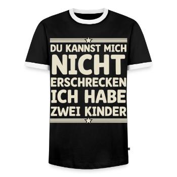 2 Children Mom Mom Father Dad - Men's Ringer Shirt - black/white - Front - AI Model Female 172 light (172cm) & AI Model Male 178 light (178cm)