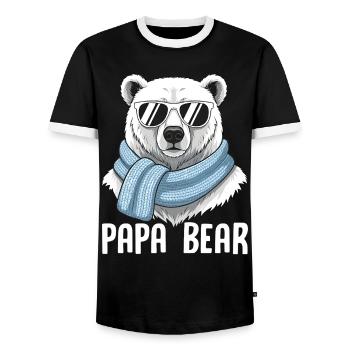 Papa Bear - Men's Ringer Shirt - black/white - Front - AI Model Female 172 light (172cm) & AI Model Male 178 light (178cm)