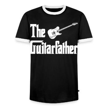 Le Guitariste – Typographie avec guitare - T-shirt contrasté Homme - noir/blanc - Devant - AI Model Female 172 light (172cm) & AI Model Male 178 light (178cm)