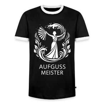 Sauna Meister Aufguss Zeremonie - Männer Kontrast-T-Shirt - Schwarz/Weiß - Vorne - AI Model Female 172 light (172cm) & AI Model Male 178 light (178cm)