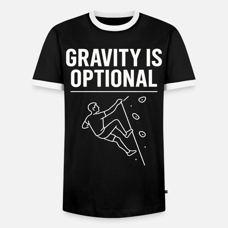 Gravity is optional climbing statement - Men's Ringer Shirt - black/white