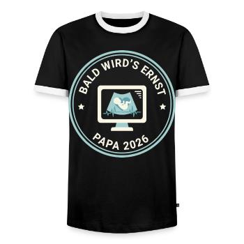 Bald Wird'S Ernst - Papa 2026 Männer - Geschenk - Männer Kontrast-T-Shirt - Schwarz/Weiß - Vorne - AI Model Female 172 light (172cm) & AI Model Male 178 light (178cm)