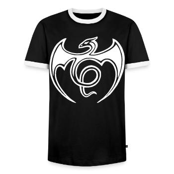 Flying White Dragon - Men's Ringer Shirt - black/white - Front - AI Model Female 172 light (172cm) & AI Model Male 178 light (178cm)