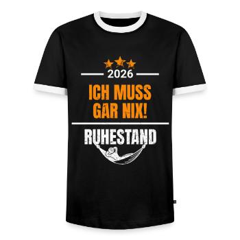 Retirement 2026 - I don't have to do anything! - Men's Ringer Shirt - black/white - Front - AI Model Female 172 light (172cm) & AI Model Male 178 light (178cm)