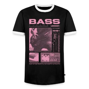 Bassgitarrenliebhaber Bassist Streetwear - Männer Kontrast-T-Shirt - Schwarz/Weiß - Vorne - AI Model Female 172 light (172cm) & AI Model Male 178 light (178cm)