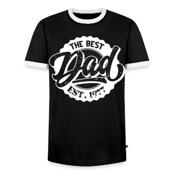Le Meilleur Papa EST 1977 - T-shirt contrasté Homme - noir/blanc - Devant - AI Model Female 172 light (172cm) & AI Model Male 178 light (178cm)