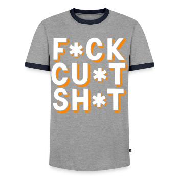 Schimpfwörter Zensierter Text - Männer Kontrast-T-Shirt - Grau/Navy  - Vorne - AI Model Female 172 light (172cm) & AI Model Male 178 light (178cm)