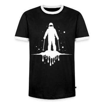 Skiers Winter Sports Melting Ski - Men's Ringer Shirt - black/white - Front - AI Model Female 172 light (172cm) & AI Model Male 178 light (178cm)