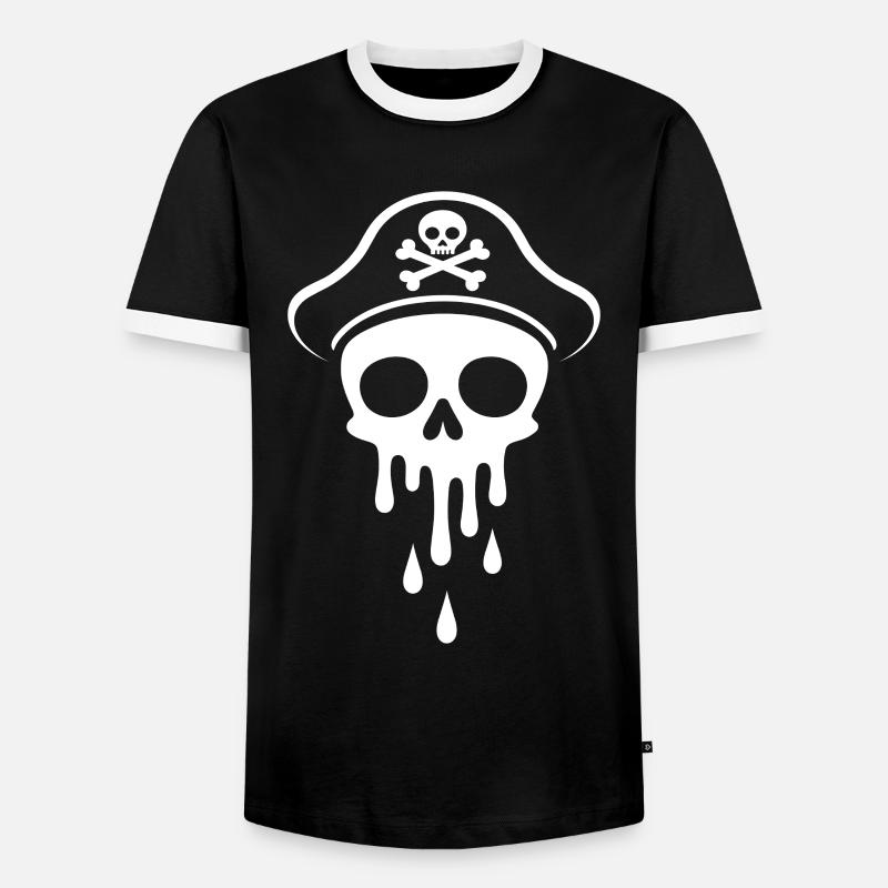 Melting Captain Skull Skull Captain Hat - Men's Ringer Shirt - black/white