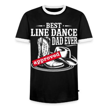 Best Line Dance Dad Ever - Men's Ringer Shirt - black/white - Front - AI Model Female 172 light (172cm) & AI Model Male 178 light (178cm)