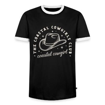Coastal cowgirls club party dark western aesthetic - Men's Ringer Shirt - black/white - Front - AI Model Female 172 light (172cm) & AI Model Male 178 light (178cm)