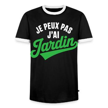 I Can't I Have Garden Humor Gardening Gardener - Men's Ringer Shirt - black/white - Front - AI Model Female 172 light (172cm) & AI Model Male 178 light (178cm)