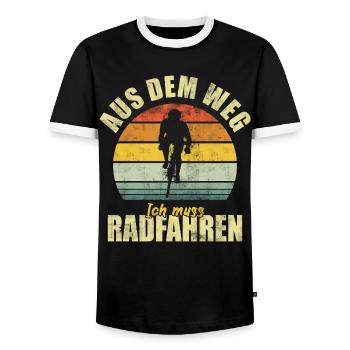 Cycling Road Bike Bicycle Cycling Cyclist - Men's Ringer Shirt - black/white - Front - AI Model Female 172 light (172cm) & AI Model Male 178 light (178cm)