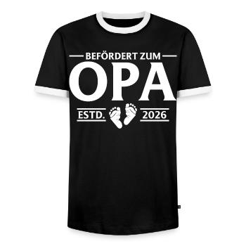 Babyparty - Befördert zum Opa 2026 - Männer Kontrast-T-Shirt - Schwarz/Weiß - Vorne - AI Model Female 172 light (172cm) & AI Model Male 178 light (178cm)